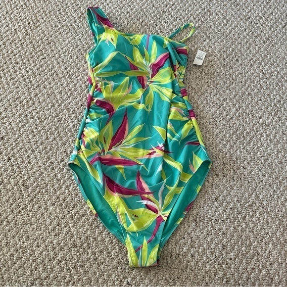 Old Navy Other - NWT Old Navy Maternity Swimsuit One Piece Large Green And Pink Removable Strap